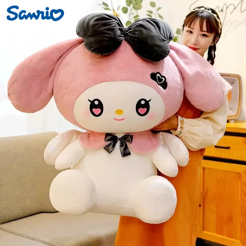 40/50/60CM Big Size Sanrio Cute Demon Kuromi Plush Toy Angel My Melody Plushies Pillow Doll Stuffed Animal Home Decor Gift
