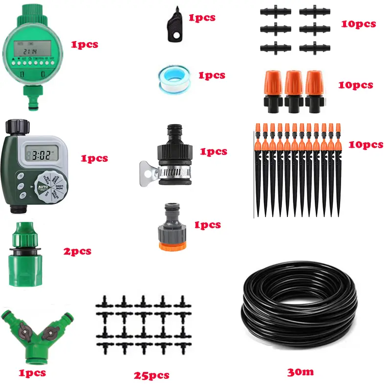 30m Automatic Micro Drip Irrigation System Garden Irrigation Spray Self Watering Kits with Adjustable Dripper