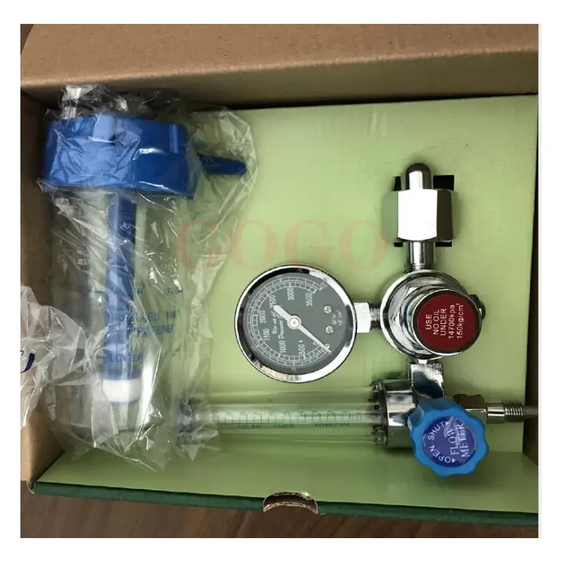 Medical oxygen inhaler, buoy type pressure reducer