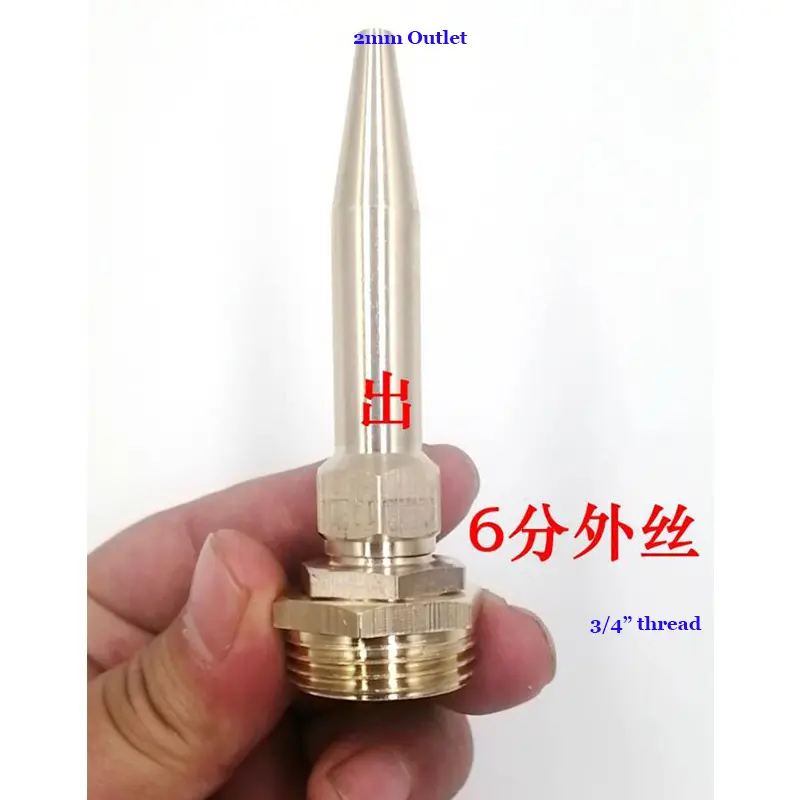 High pressure sprinkler head, pressurized conical nozzle head 1 2 3mm copper nozzle with water outlet