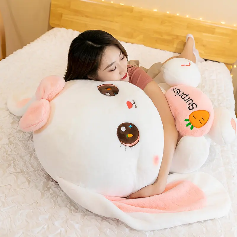 lop ear rabbit long ear rabbit plush toy queen size bed sleeping pillow doll female cute rag doll doll