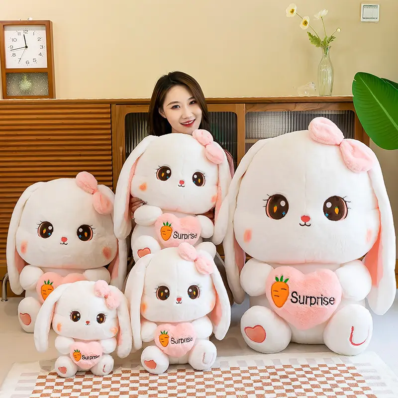 lop ear rabbit long ear rabbit plush toy queen size bed sleeping pillow doll female cute rag doll doll