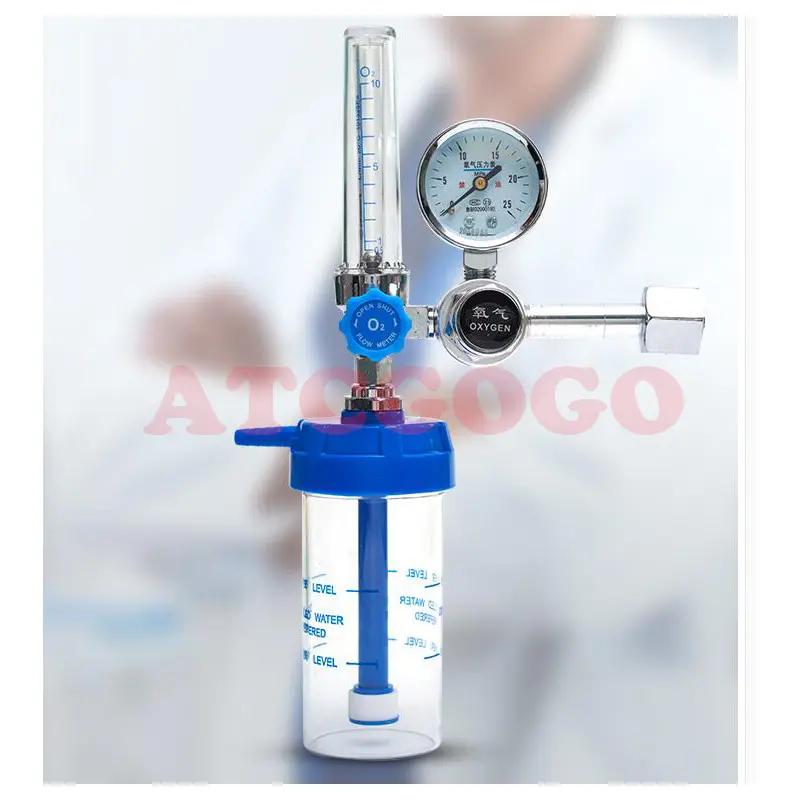 Buoy type pressure gauge pressure reducing valve with humidifying bottle
