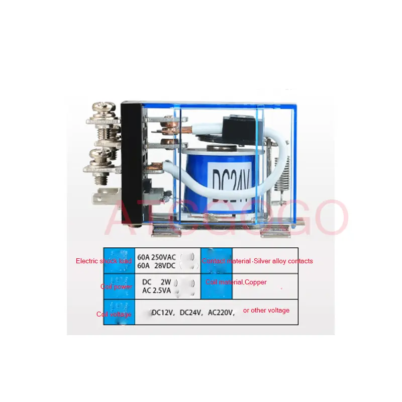 Silver contact JQX-60F60A high power relay high current 12V220V24V voltage regulator