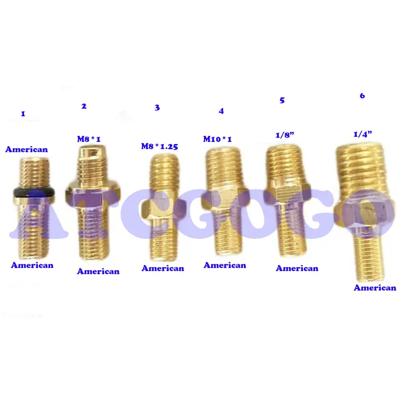 Pneumatic valve connector shock absorber male connector US mouth inflation screw brake exhaust valve pipe modification hexagonal
