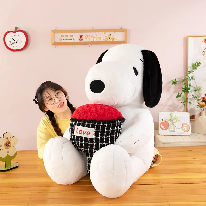 Cute Snoopy Flower Doll Plush Toy Cartoon Love Snoopy Doll Pillow Valentine'S Day Gift Birthday Gift