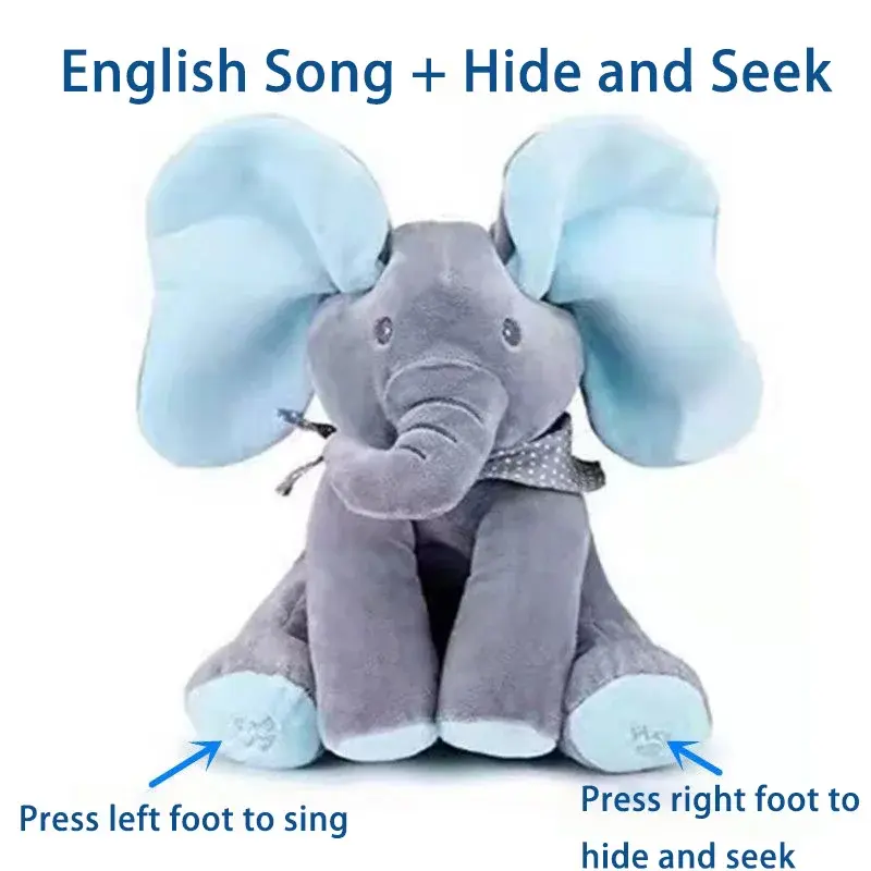 Animated Elephant Toys Plush Singing Elephant with Ears Moving Electric Plush Toy Adorable Elephant Stuffed Animal Toy for Baby'