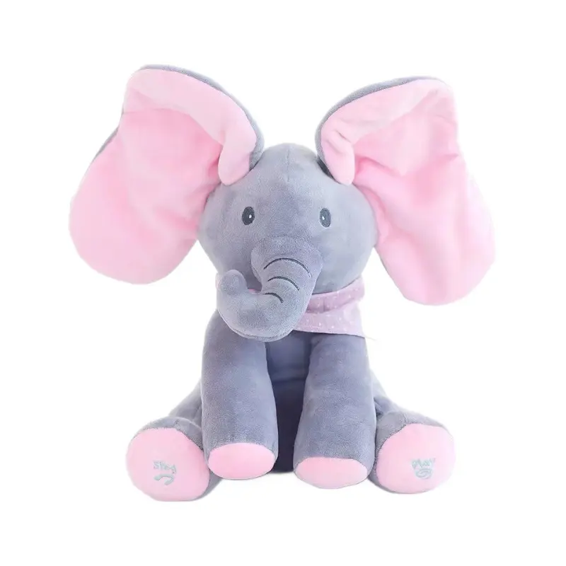 Animated Elephant Toys Plush Singing Elephant with Ears Moving Electric Plush Toy Adorable Elephant Stuffed Animal Toy for Baby'