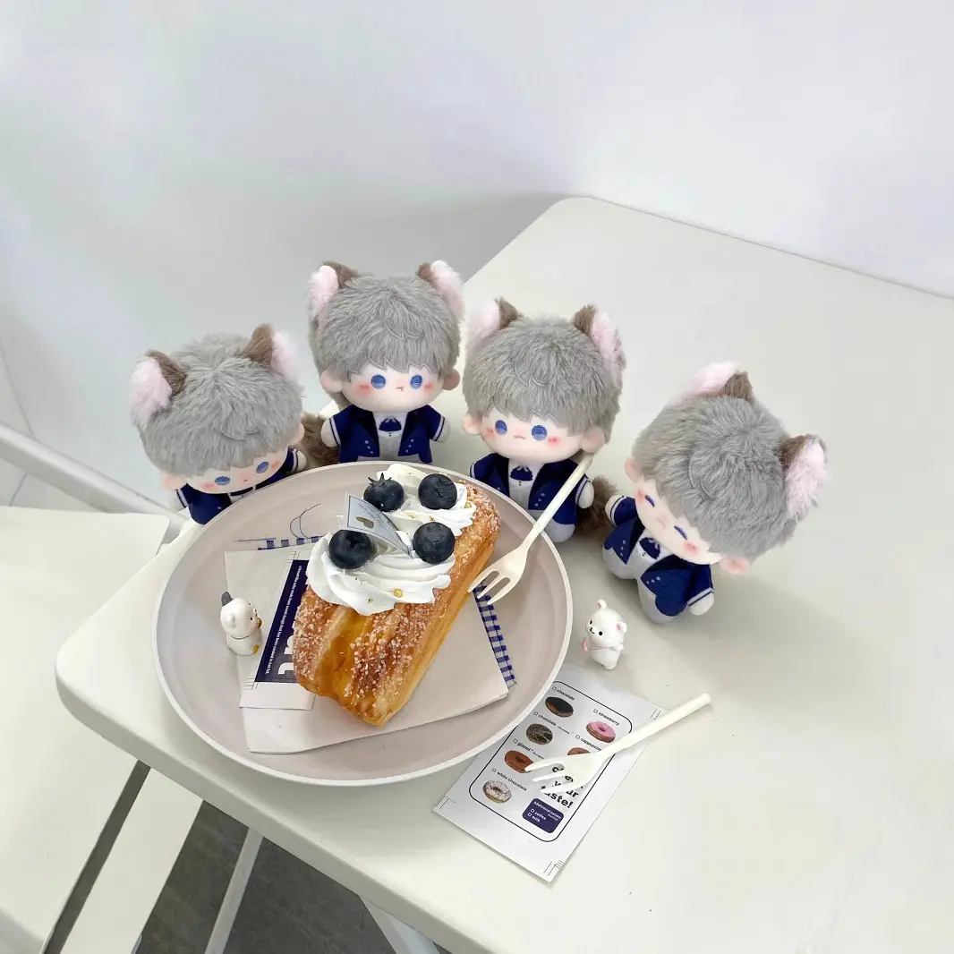 Anime Xavier Love and Deepspace 10cm Cat Ear Tail Plush Cotton Doll Body Pendant Cosplay Toys Dango Gift