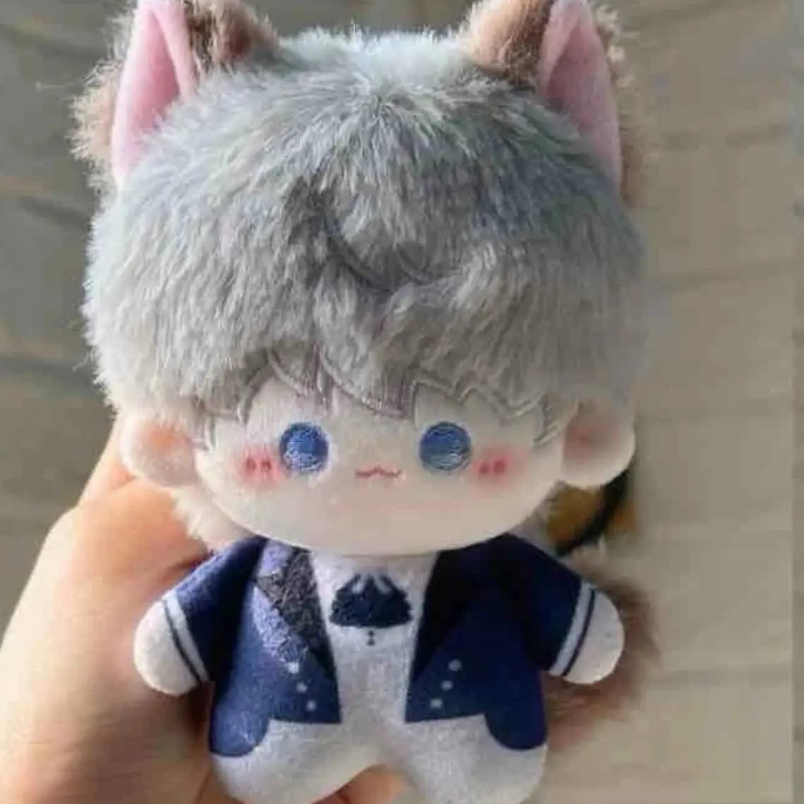 Anime Xavier Love and Deepspace 10cm Cat Ear Tail Plush Cotton Doll Body Pendant Cosplay Toys Dango Gift