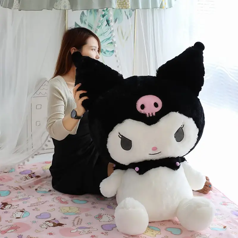 Big Size Sanrio Kuromi Plush Toys Kawaii Stuffed Kuromi Plushies Doll Anime Cartoon Ragdoll Dol Home Decor Girls&kids Kid Gift