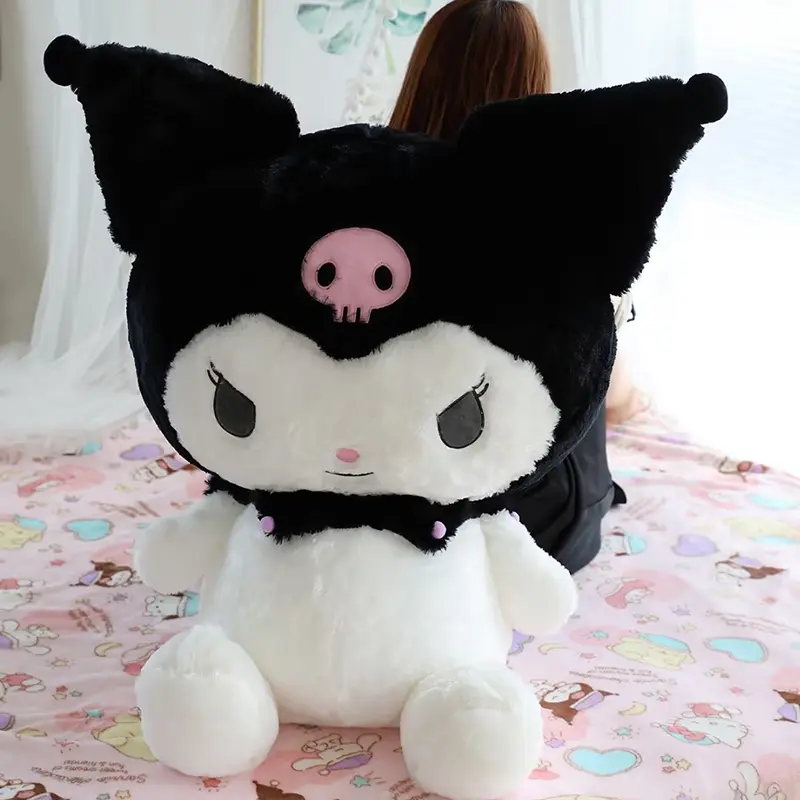 Big Size Sanrio Kuromi Plush Toys Kawaii Stuffed Kuromi Plushies Doll Anime Cartoon Ragdoll Dol Home Decor Girls&kids Kid Gift