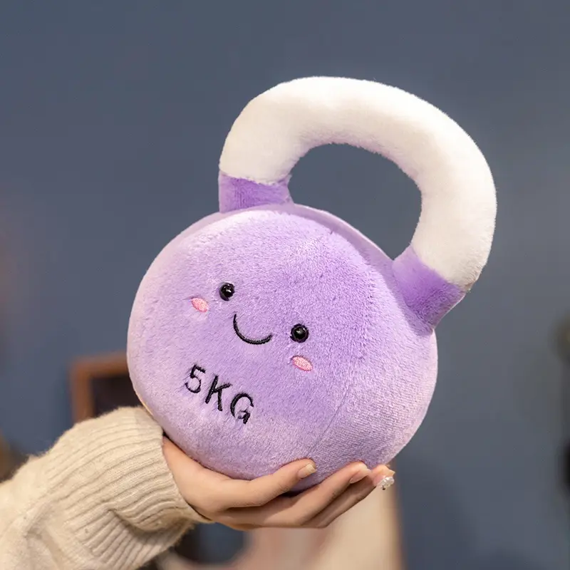 JC Simulation Fitness Equipment Plush Toy Kettlebell Dumbbell Plushies Stuffed Doll Kawaii Room Decor Birthday Xmas Gifts