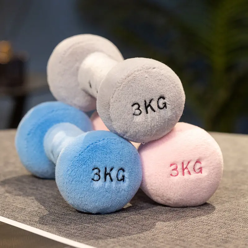 JC Simulation Fitness Equipment Plush Toy Kettlebell Dumbbell Plushies Stuffed Doll Kawaii Room Decor Birthday Xmas Gifts