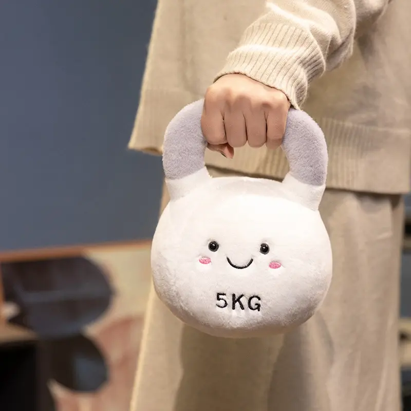JC Simulation Fitness Equipment Plush Toy Kettlebell Dumbbell Plushies Stuffed Doll Kawaii Room Decor Birthday Xmas Gifts