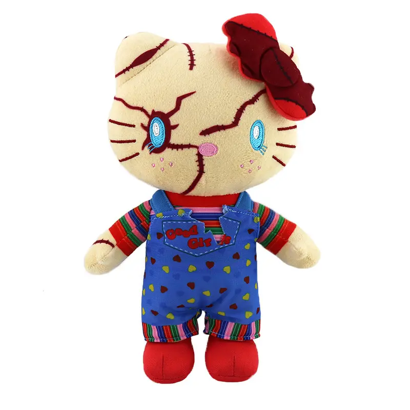Hello Kitty as Chucky Plush Doll Plushies Stuffed Toys Lovely Keychain Pendant Kids Birthday Christmas Gifts