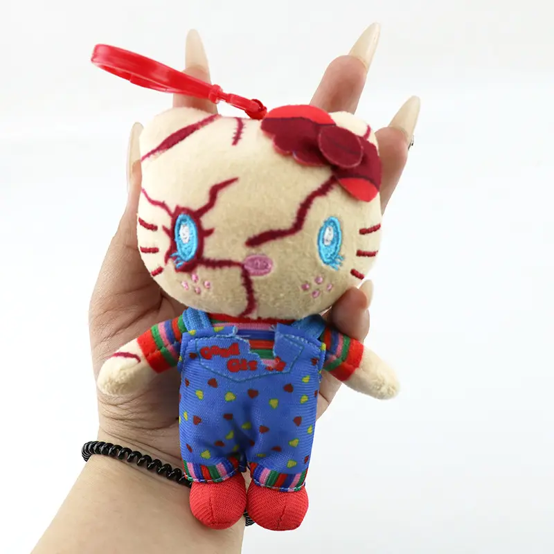 Hello Kitty as Chucky Plush Doll Plushies Stuffed Toys Lovely Keychain Pendant Kids Birthday Christmas Gifts