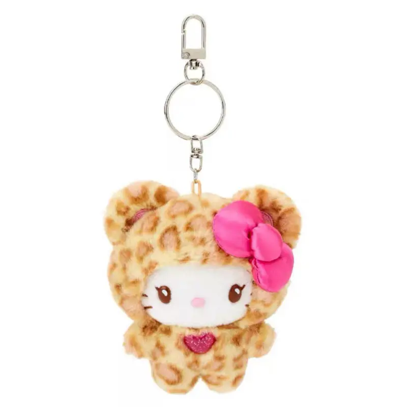 Hello Kitty Plush Doll Keychain Kuromi Cartoon Leopard Print Bear Series Backpack Plushs Pendant Anime Toys Children Gift