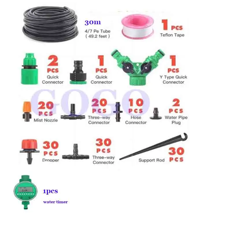 30-meter adjustable and closeable nozzle with timer, micro nozzle atomization kit, cooling and moisturizing spray