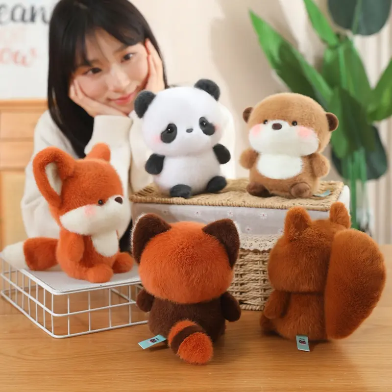 Kawaii Animal Series Plush Doll Table With Elephants Pigs Dog Sheep Cat Fox Cute Plush Toys For Boys And Girls Birthday Gifts