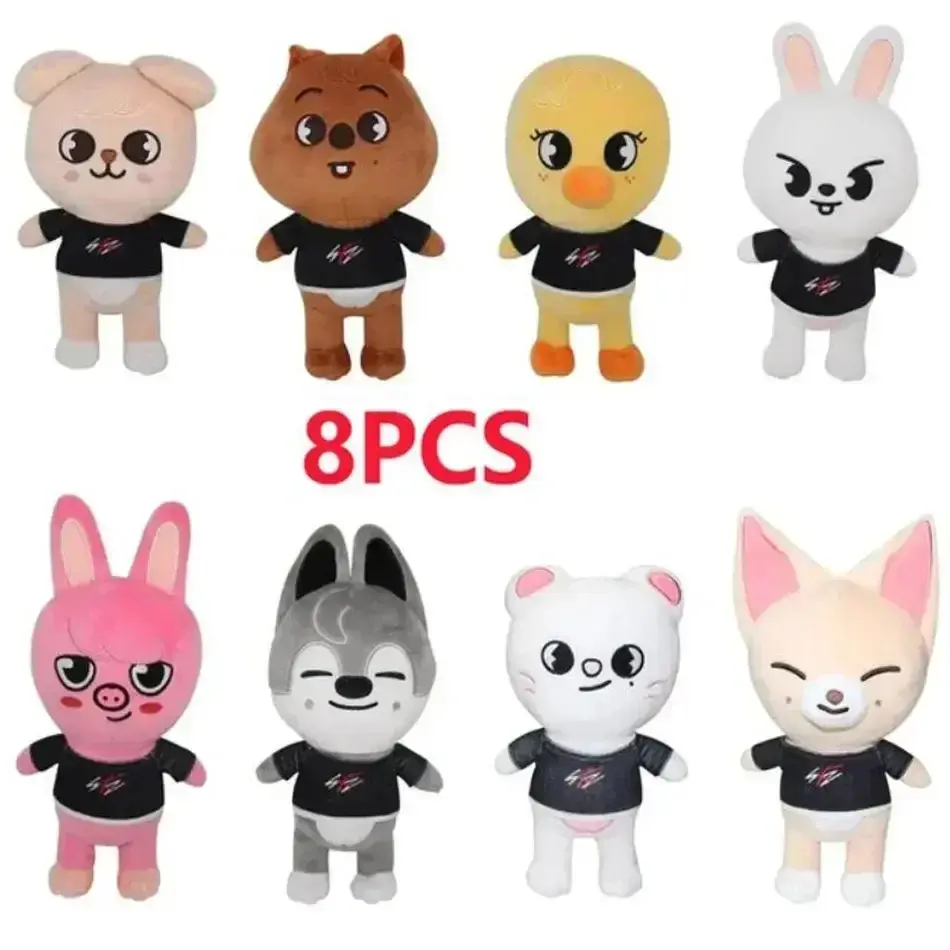 80style Skzoo Plush Toys Stray Wolf Cartoon Stuffed Animal Plushies Doll Kawaii Character Plush Doll Companion for Adults Fans