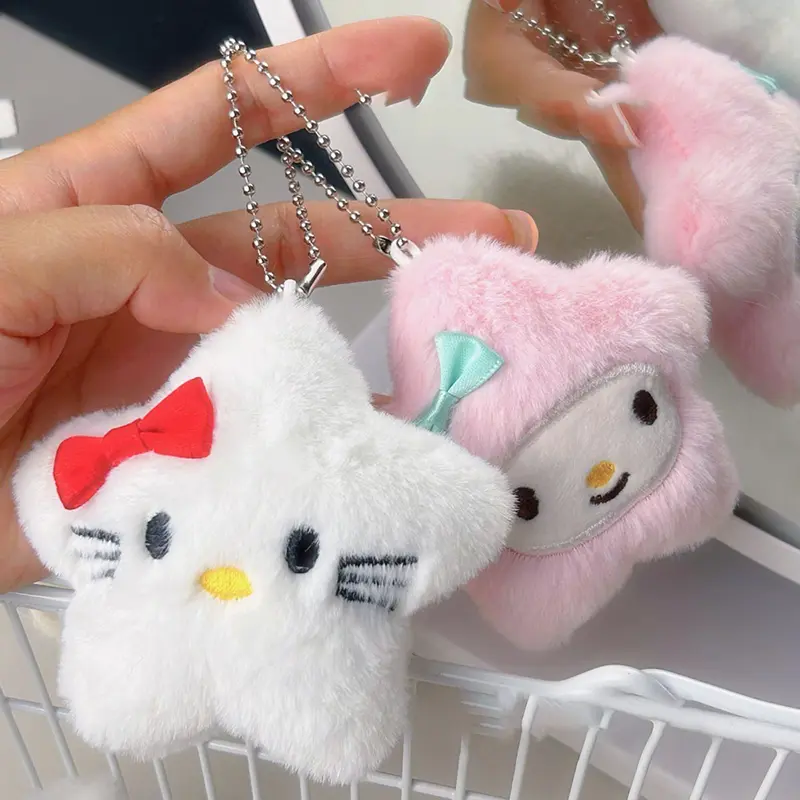 Sanrio Star Plush Toys Keychain Cute Pink Learning Car Keychain Decortoy Anime Juguetes Para Niños Inquietos Holiday Gifts Toy