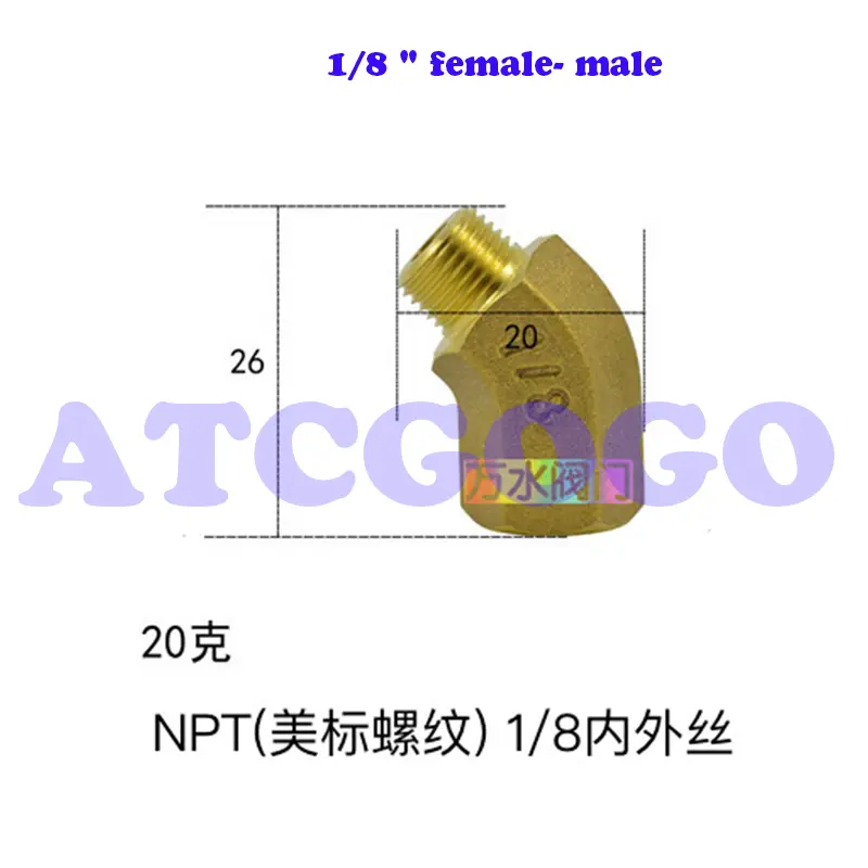 NPT Beauty Standard Thread 1/8 1/4 3/8 45/135 degrees elbow
