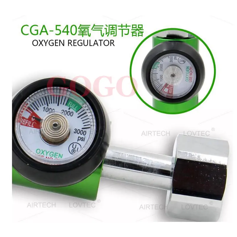 3000psi CGA540 Medical Gas Oxygen Pressure Regulator for hospital 0-15L