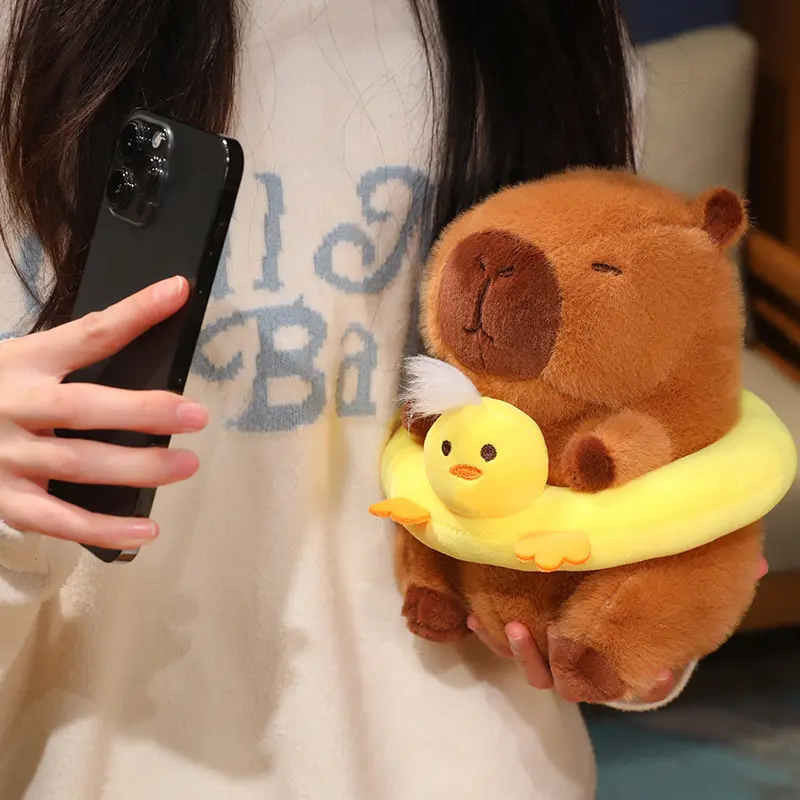 22cm Cute Swimming Ring Capybara Plush Doll Cartoon Yellow Duck Unicorn Rabbit Animal Capybara Plush Toy Home Decor Gift For Kid
