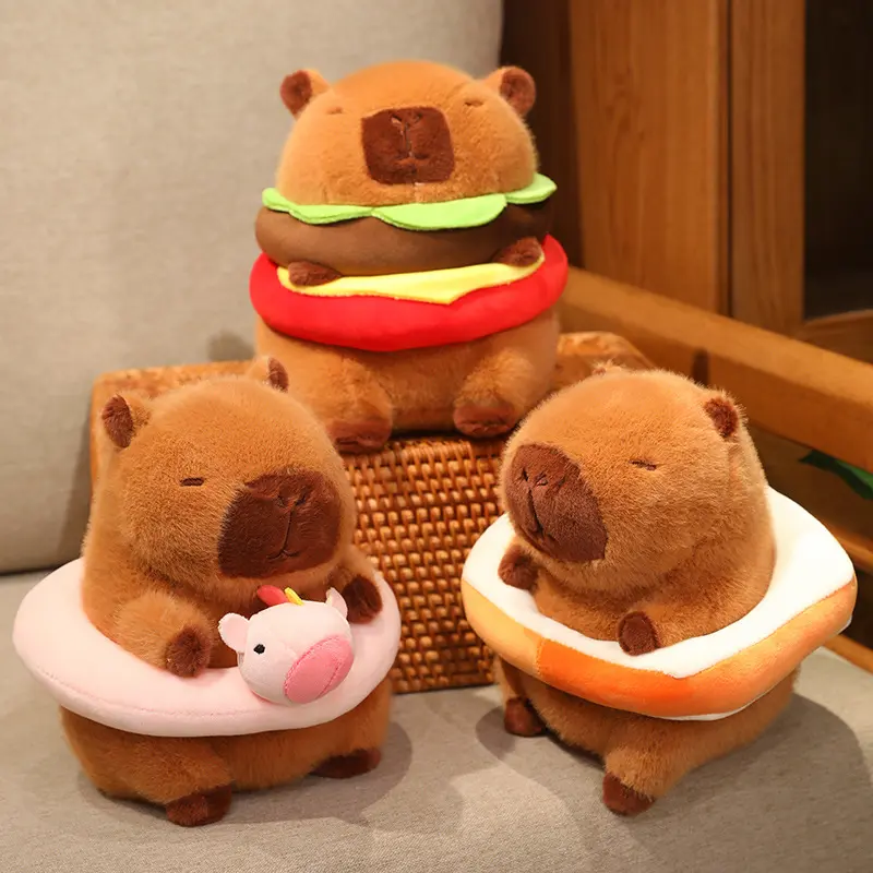 22cm Cute Swimming Ring Capybara Plush Doll Cartoon Yellow Duck Unicorn Rabbit Animal Capybara Plush Toy Home Decor Gift For Kid