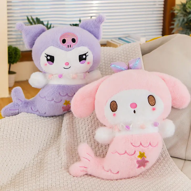 Sanrio Plush Kawaii Hello Kitty Doll My Melody Kuromi Plushie Cinnamoroll Pochacco Mermaid Plush Toys Cute Doll Gifts for Kids