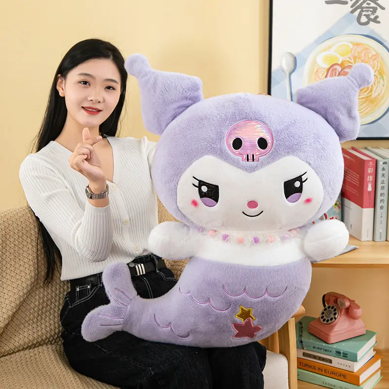 Sanrio Plush Kawaii Hello Kitty Doll My Melody Kuromi Plushie Cinnamoroll Pochacco Mermaid Plush Toys Cute Doll Gifts for Kids
