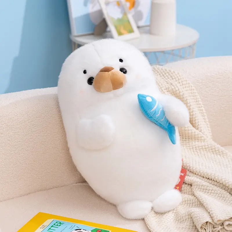 35cm Creative Fish-Holding Seal Plush Stuffed Doll Cute Animal Plush Toys Kawaii Room Decoration Doll Pillow Kids Birthday Gifts