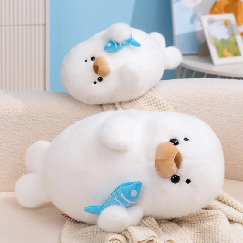 35cm Creative Fish-Holding Seal Plush Stuffed Doll Cute Animal Plush Toys Kawaii Room Decoration Doll Pillow Kids Birthday Gifts
