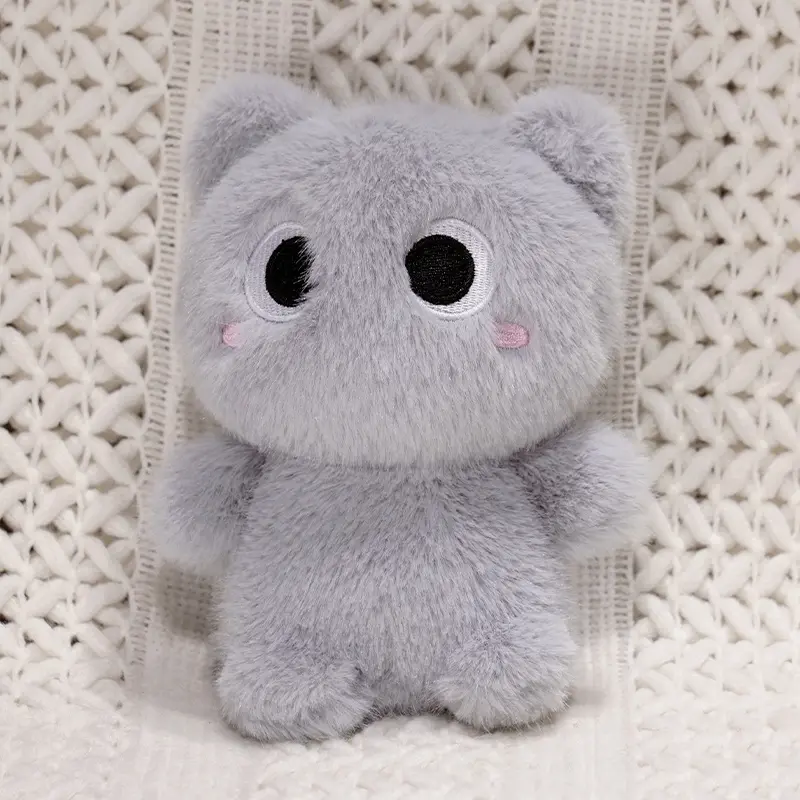 20CM Cute Black Cat Plush Companion Doll Siamese Gray Kitten Stuffed Small Ornaments Desktop Decoration Toys Xmas Gifts