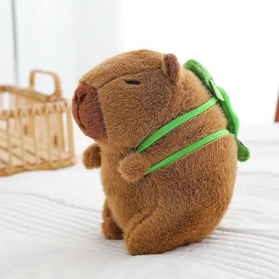 20cm Capybara Plush Toy Stuffed Animal Plushies Capibara with Strawberry Hat Turtle Backpack Kapibala Soft Doll Christmas Gift