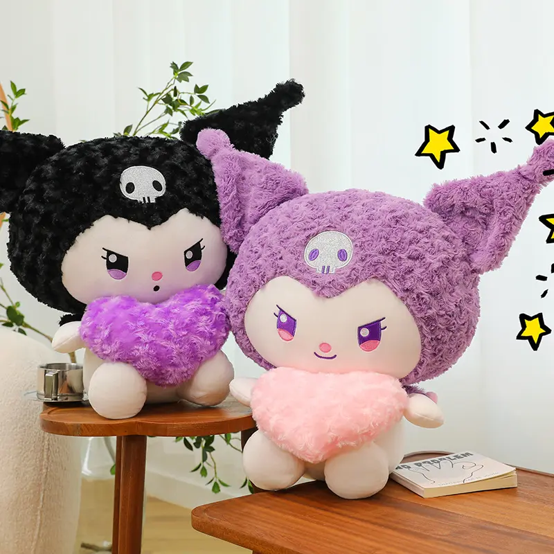 55cm Sanrio Kuromi Plush Toys Soft Filling Plush Doll Girl's Bed Companion Sleeping Room Decoration Doll Gifts for Kids