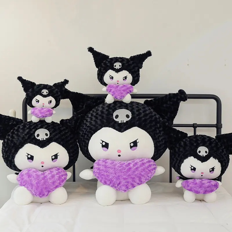 55cm Sanrio Kuromi Plush Toys Soft Filling Plush Doll Girl's Bed Companion Sleeping Room Decoration Doll Gifts for Kids