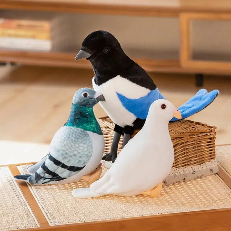 Realistic Pigeon Plush Toys High Quality Soft Lifelike Grey Hill White Pigeons Birds Stuffed Animals Toy Collection Model Gifts