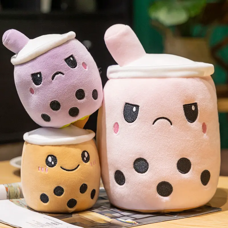 New Reversible Boba Plush Toys Double-Sided Bubble Tea Soft Doll Stuffed Two-sided Boba Milk Tea Toy Xmas Gifts for Kids