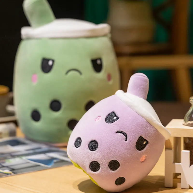 New Reversible Boba Plush Toys Double-Sided Bubble Tea Soft Doll Stuffed Two-sided Boba Milk Tea Toy Xmas Gifts for Kids