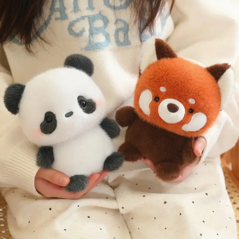 14 Styles Mini Cuddly Desktop Pets Plush Toys Soft Fluffy Baby Animals Doll Cartoon Fox Rabbit Elephant Panda Toys Room Decor