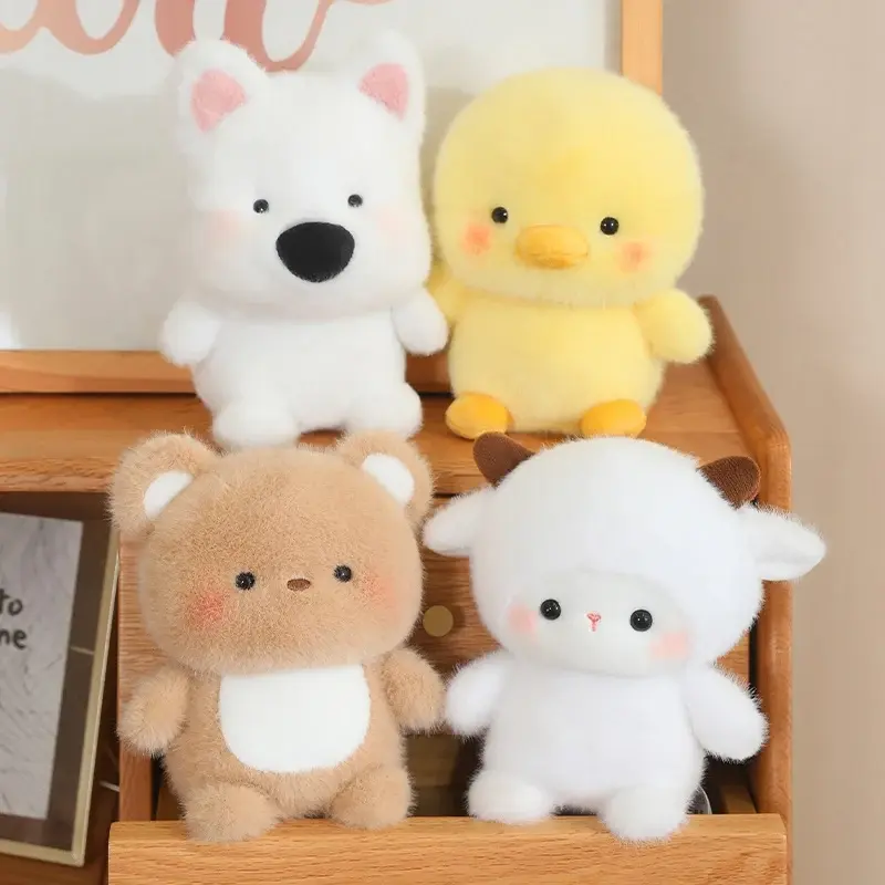 14 Styles Mini Cuddly Desktop Pets Plush Toys Soft Fluffy Baby Animals Doll Cartoon Fox Rabbit Elephant Panda Toys Room Decor