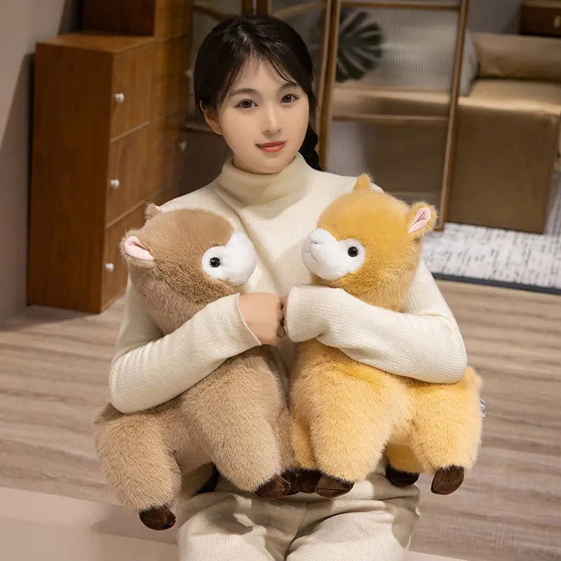 Kawaii Alpaca Plush Toys Soft Delicate Standing Alpaca Doll Cartoon Animal Stuffed Pillow Cushion Doll Kids Xmas Birthday Gifts