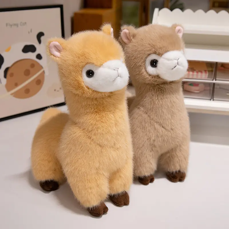 Kawaii Alpaca Plush Toys Soft Delicate Standing Alpaca Doll Cartoon Animal Stuffed Pillow Cushion Doll Kids Xmas Birthday Gifts