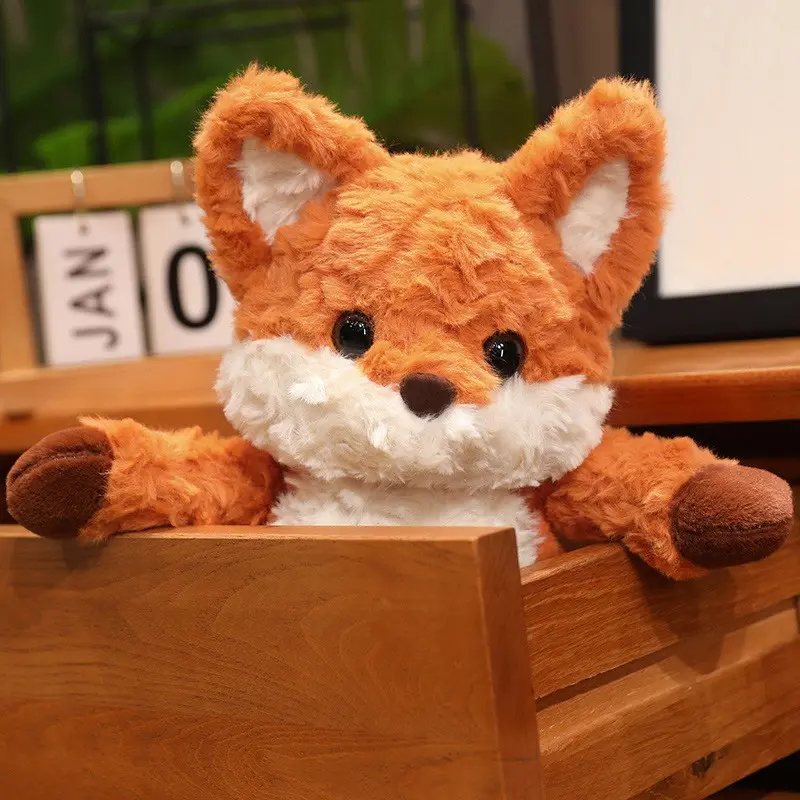 35cm/50cm Cute Fluffy Fox Plush Toy Soft Cartoon Orange Foxes Stuffed Doll Baby Appease Children Birthday Gift