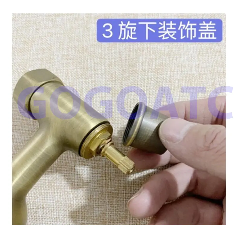 All copper faucet handle cross plum blossom hand wheel antique double-handle faucet valve core