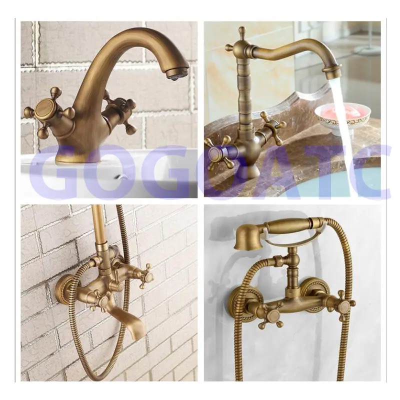 All copper faucet handle cross plum blossom hand wheel antique double-handle faucet valve core