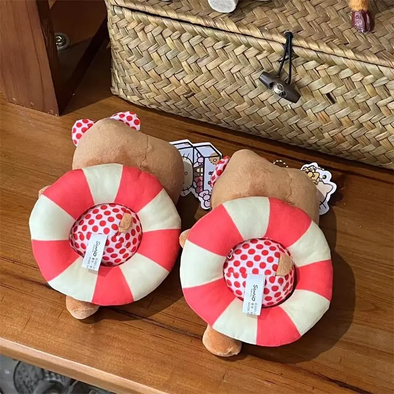Cute Leather Hello Kitty Plush Dolls Toys Keychain Swimming Ring KT Bag Ornaments Gifts