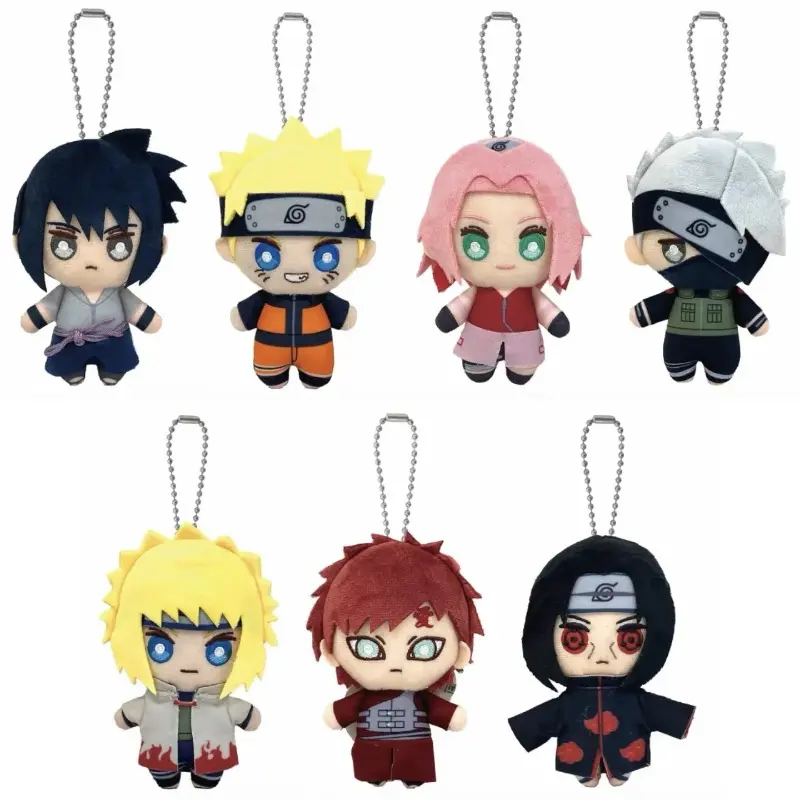 Naruto Shippuden Anime Peripherals Plush Toy Keychain 11cm Naruto Cartoon Kakashi Gaara Cotton Doll Key Ring&Bag Hanger Ornament